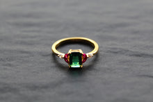 Load image into Gallery viewer, Gold & Multi Coloured Cubic Zirconia Dress Ring