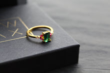 Load image into Gallery viewer, Gold & Multi Coloured Cubic Zirconia Dress Ring