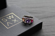 Load image into Gallery viewer, Jeweled Rainbow Silver Ring
