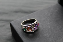 Load image into Gallery viewer, Jeweled Rainbow Silver Ring