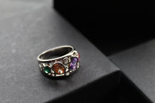 Load image into Gallery viewer, Jeweled Rainbow Silver Ring