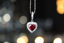 Load image into Gallery viewer, Mini Ruby Cubic Zirconia Drop Heart Pendant with 16-18" Silver Chain