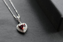 Load image into Gallery viewer, Mini Ruby Cubic Zirconia Drop Heart Pendant with 16-18" Silver Chain