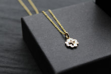 Load image into Gallery viewer, Silver Mother of Pearl Flower Necklace with Yellow Gold Plate