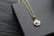 Load image into Gallery viewer, Silver Mother of Pearl Flower Necklace with Yellow Gold Plate