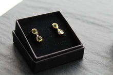 Load image into Gallery viewer, Peridot Double Drop Earrings Sterling Silver with Gold Plate