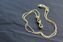 Load image into Gallery viewer, Peridot Double Drop Pendant and Chain
