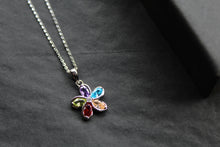 Load image into Gallery viewer, Rainbow Cubic Zirconia Flower Pendant with 16-18" Silver Chain