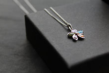 Load image into Gallery viewer, Rainbow Cubic Zirconia Flower Pendant with 16-18" Silver Chain