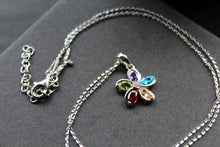 Load image into Gallery viewer, Rainbow Cubic Zirconia Flower Pendant with 16-18" Silver Chain