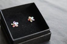 Load image into Gallery viewer, Rainbow Cubic Zirconia Flower Studs