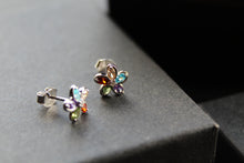 Load image into Gallery viewer, Rainbow Cubic Zirconia Flower Studs