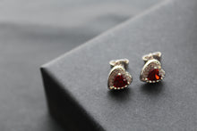 Load image into Gallery viewer, Ruby Red Cubic Zirconia Heart Earrings