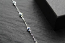 Load image into Gallery viewer, Sapphire Blue CZ Silver Heart Chain Bracelet