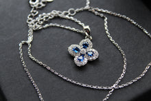 Load image into Gallery viewer, Sapphire CZ Classic Clover Necklace