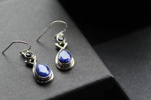 Load image into Gallery viewer, Sapphire Two Stone Teardrop Silver Earrings