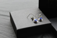 Load image into Gallery viewer, Sapphire Two Stone Teardrop Silver Earrings