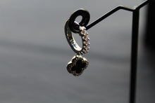 Load image into Gallery viewer, Silver & Black Enamel Vintage Flower Huggies