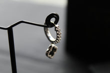 Load image into Gallery viewer, Silver & Black Enamel Vintage Flower Huggies