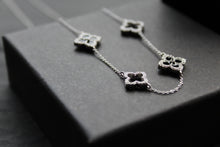 Load image into Gallery viewer, Silver & Black Enamel Vintage Flower Necklace Large