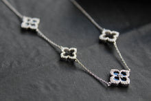 Load image into Gallery viewer, Silver & Black Enamel Vintage Flower Necklace Large