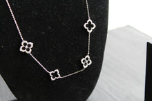 Load image into Gallery viewer, Silver & Black Enamel Vintage Flower Necklace Large