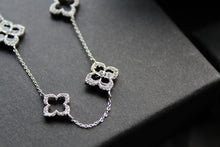 Load image into Gallery viewer, Silver & Black Enamel Vintage Flower Necklace Large