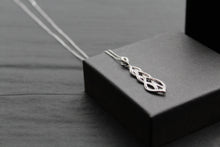 Load image into Gallery viewer, Silver & Clear Cubic Zirconia Lattice Teardrop with 16-18" Silver Chain