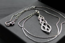 Load image into Gallery viewer, Silver & Clear Cubic Zirconia Lattice Teardrop with 16-18" Silver Chain