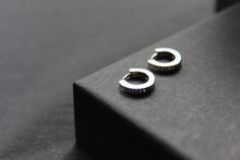 Load image into Gallery viewer, Silver & Cubic Zirconia Huggie Earrings