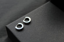 Load image into Gallery viewer, Silver & Cubic Zirconia Huggie Earrings