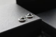 Load image into Gallery viewer, Silver & Cubic Zirconia Huggie Earrings