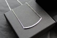 Load image into Gallery viewer, Silver and Clear Cubic Zirconia Smile Necklace