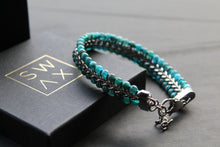 Load image into Gallery viewer, Stainless Steel Bracelet with Dark Turquoise Beads