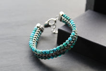Load image into Gallery viewer, Stainless Steel Bracelet with Dark Turquoise Beads