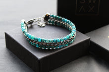 Load image into Gallery viewer, Stainless Steel Bracelet with Dark Turquoise Beads