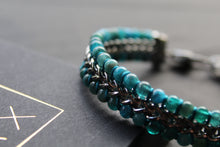 Load image into Gallery viewer, Stainless Steel Bracelet with Dark Turquoise Beads