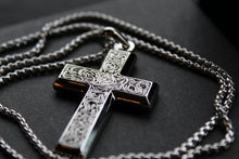 Load image into Gallery viewer, Stainless Steel Cross Necklace with Engraved Design