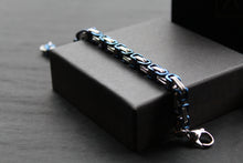 Load image into Gallery viewer, Steel Byzantine Chain Bracelet Blue Polished IP