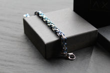 Load image into Gallery viewer, Steel Byzantine Chain Bracelet Blue Polished IP