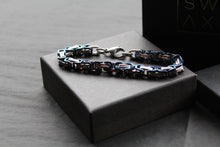 Load image into Gallery viewer, Steel Byzantine Chain Bracelet Blue Polished IP