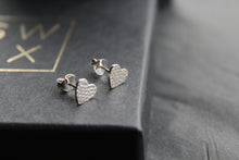 Load image into Gallery viewer, Studs of Hope - Silver Textured Heart Stud