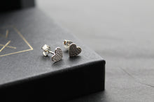 Load image into Gallery viewer, Studs of Hope - Silver Textured Heart Stud