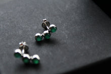Load image into Gallery viewer, Trio Green Agate Climber Earrings