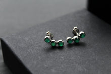 Load image into Gallery viewer, Trio Green Agate Climber Earrings