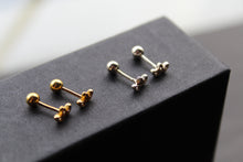 Load image into Gallery viewer, Trio of Tiny CZ Petals Labret Threaded Stud