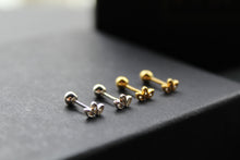 Load image into Gallery viewer, Trio of Tiny CZ Petals Labret Threaded Stud