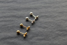 Load image into Gallery viewer, Trio of Tiny CZ Petals Labret Threaded Stud