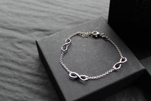 Load image into Gallery viewer, Triple Infinity Symbols Silver Chain Bracelet