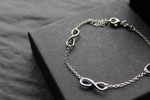 Load image into Gallery viewer, Triple Infinity Symbols Silver Chain Bracelet